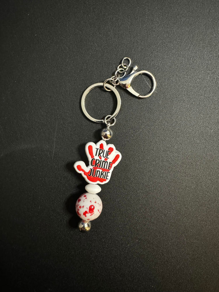 True Crime Junkie Beaded Keychain