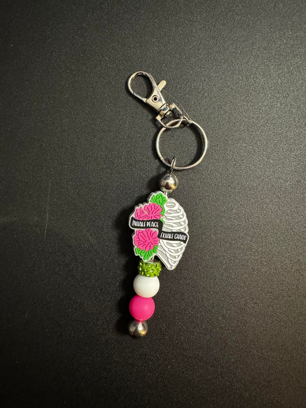 Inhale Peace Exhale Chaos Beaded Keychain