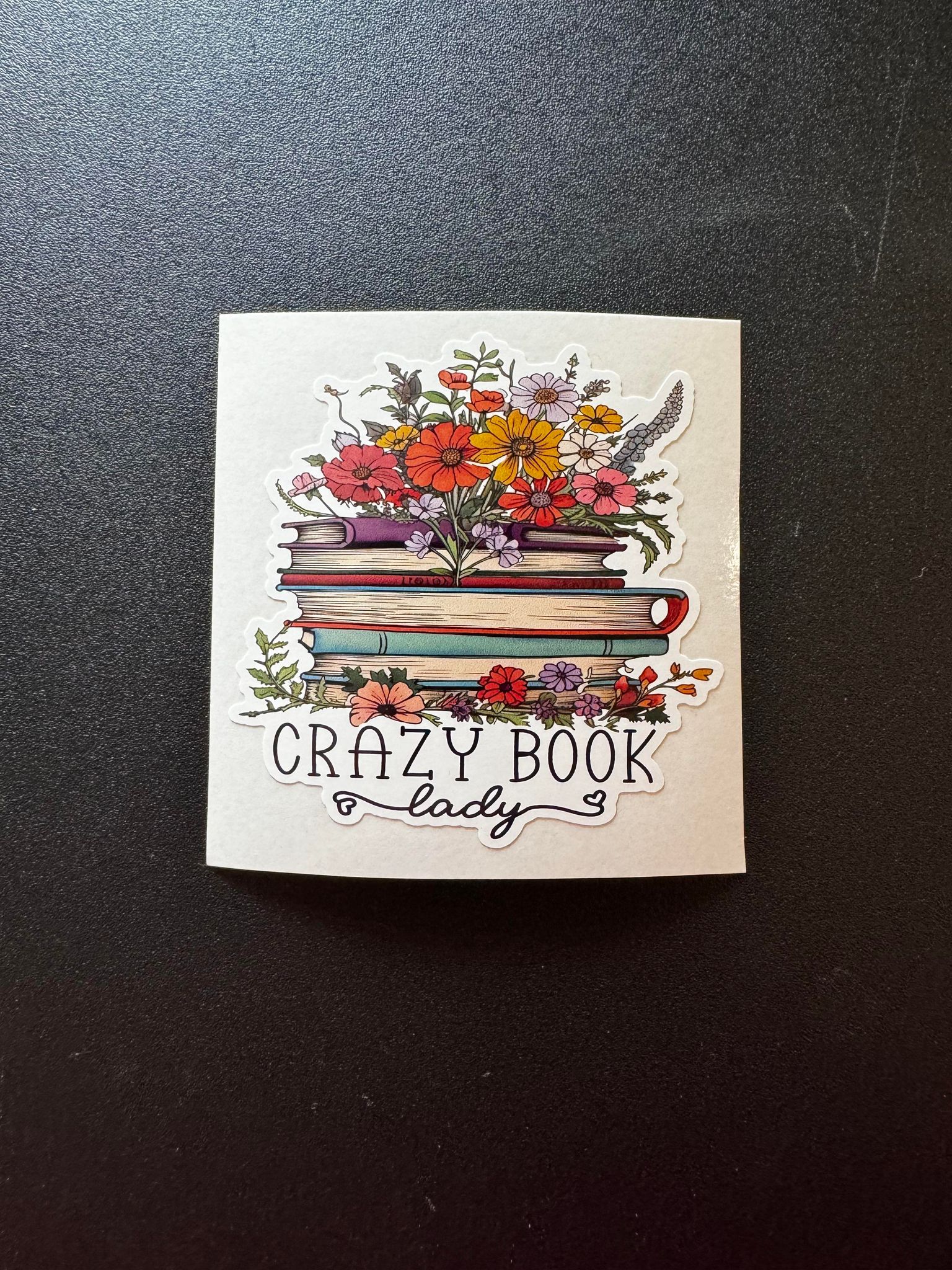 Crazy Book Lady with Floral Decal