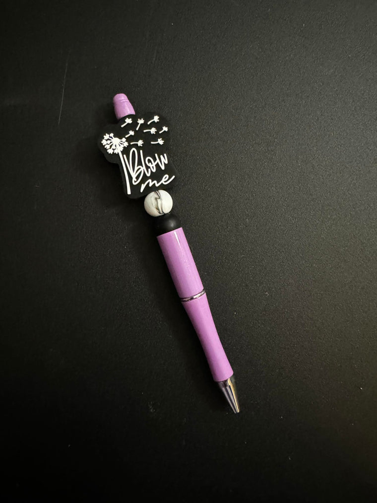 Blow Me B&W Silicone Beaded Pen