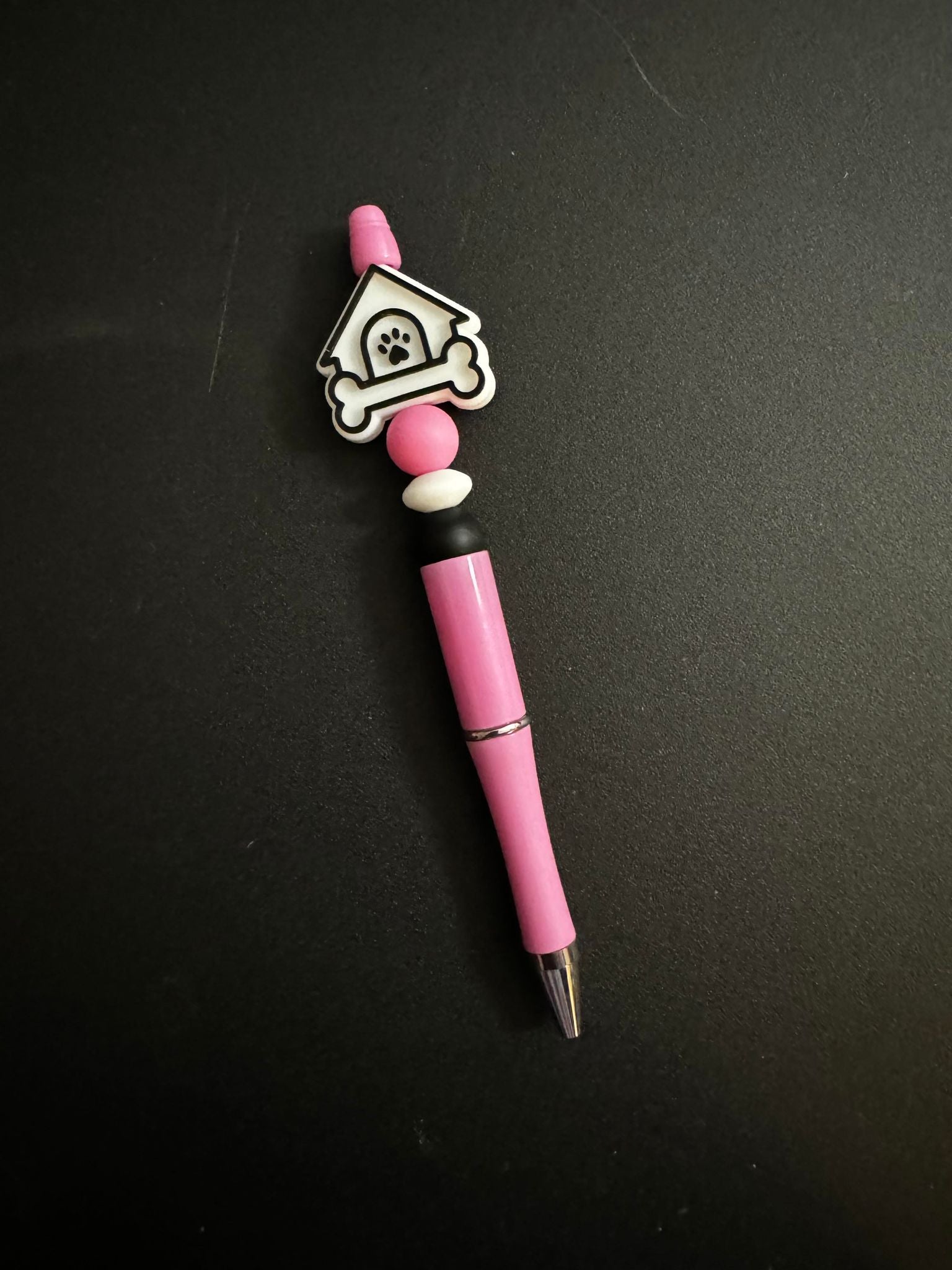 Pink Dog House Theme Silicone Beaded Pen