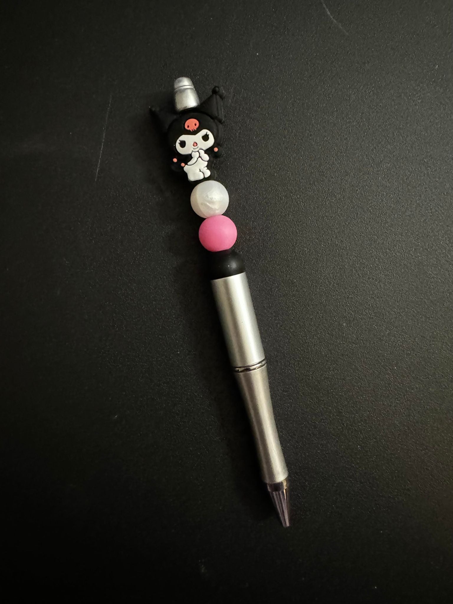 Black Anime Cat Silicone Beaded Pen