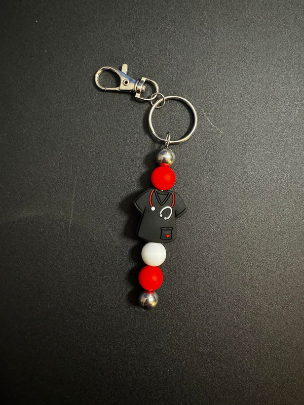 Scrub Top Beaded Keychain