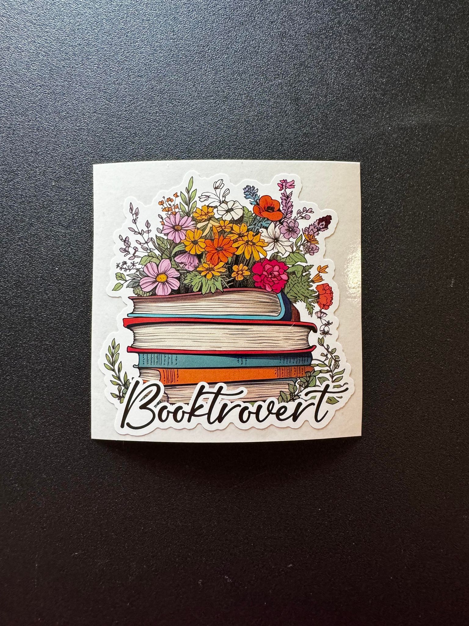 Booktrovert with Books & Floral Decal