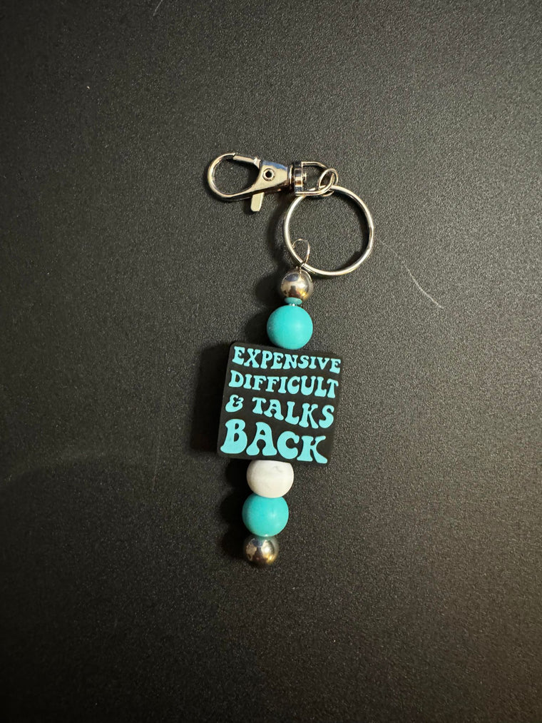 Expensive Difficult & Talks Back Beaded Keychain