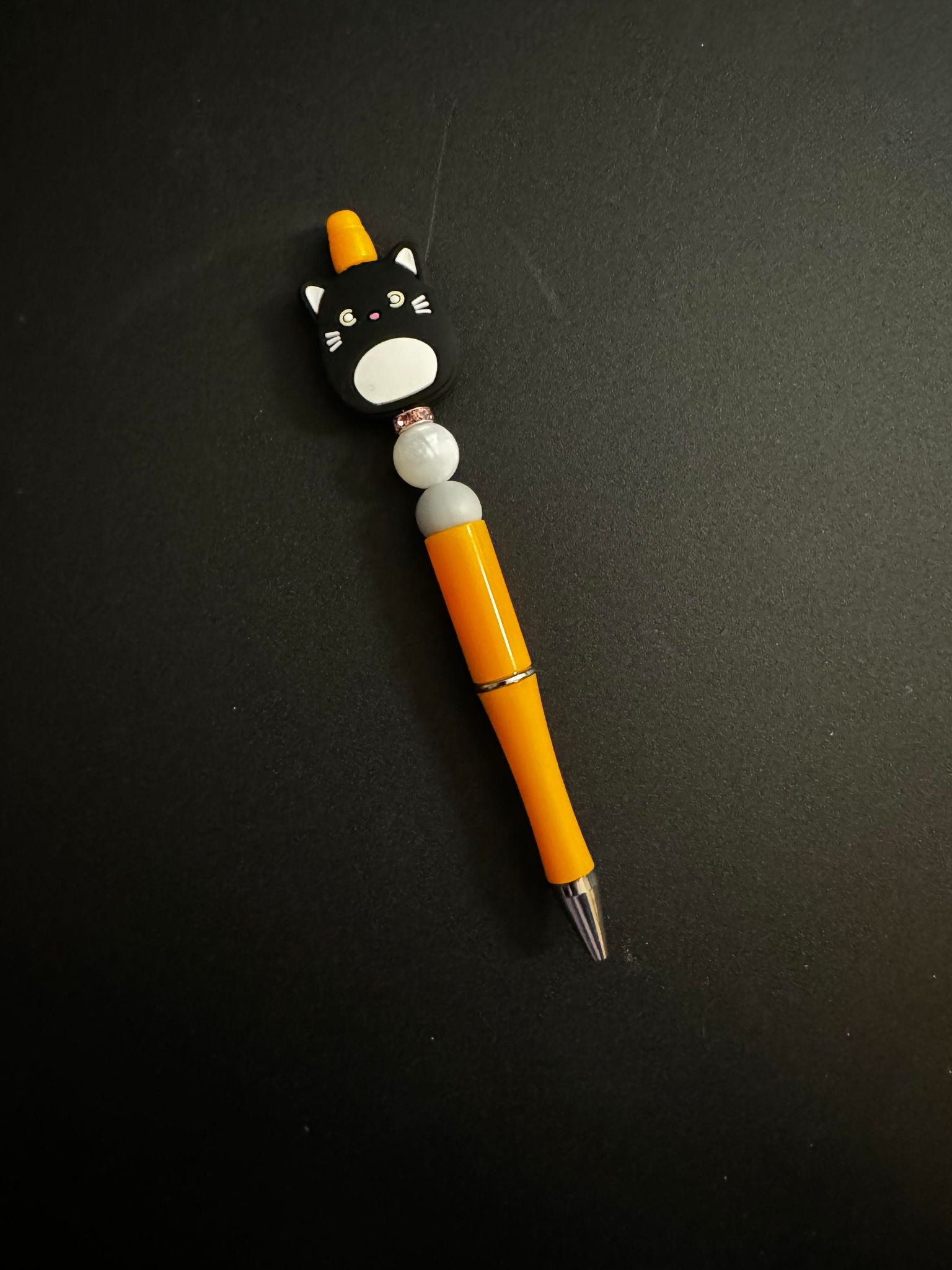 Black Cat Silicone Beaded Pen