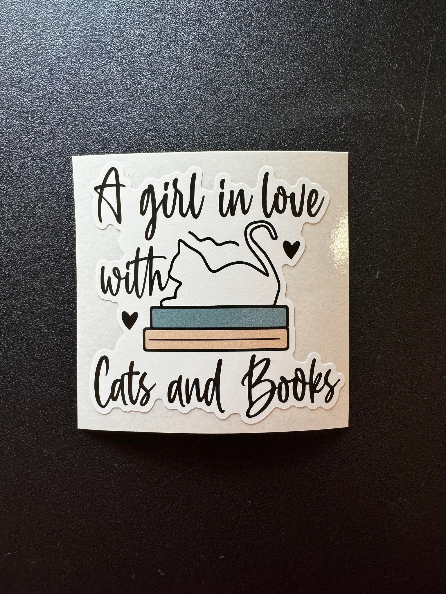 A Girl In Love With Cats & Books with Cat Decal