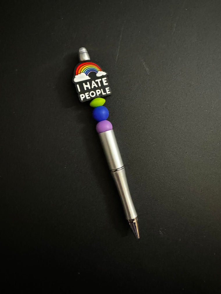 I Hate People Silicone Beaded Pen