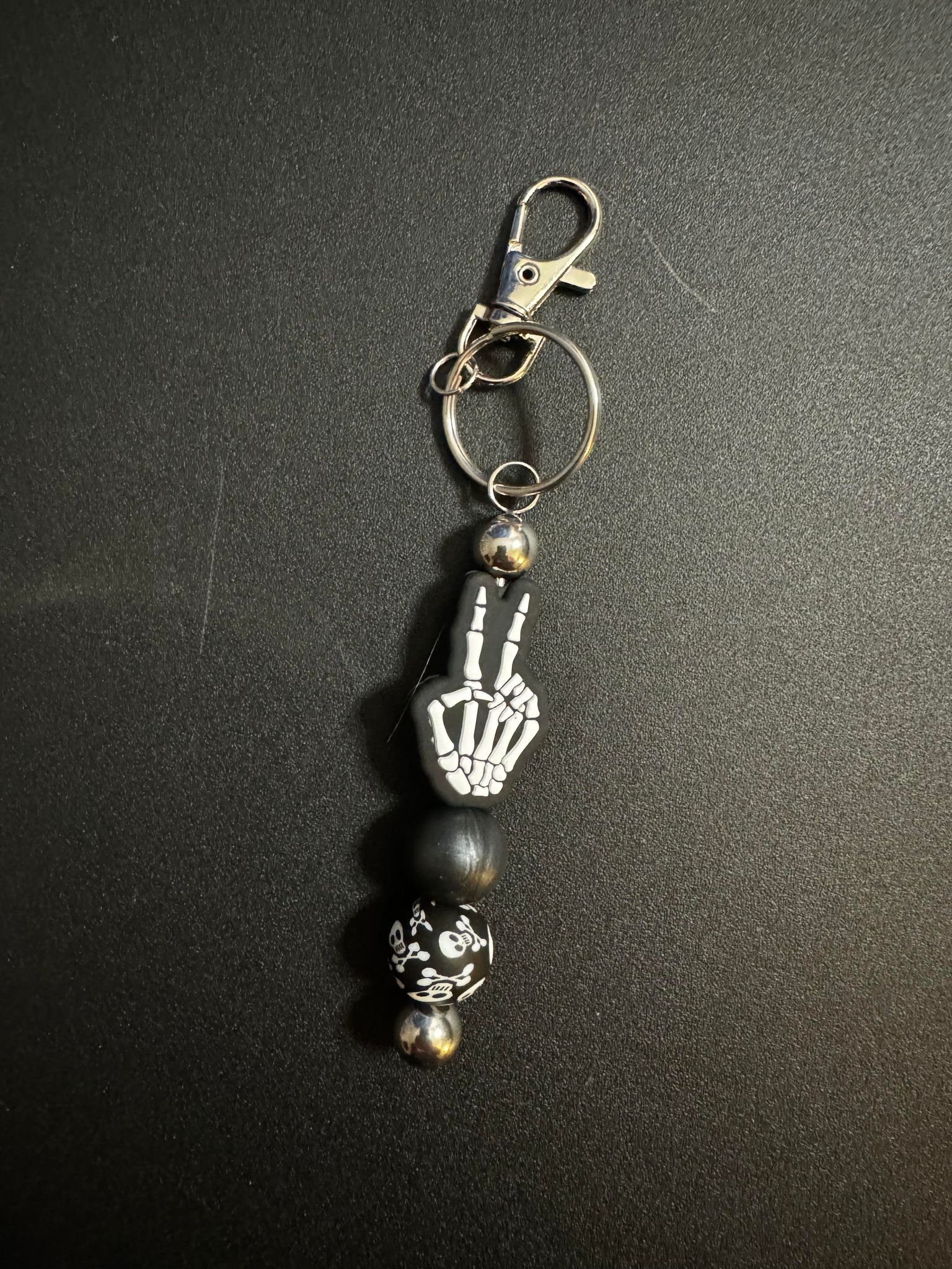 Skeleton Peace Beaded Keychain