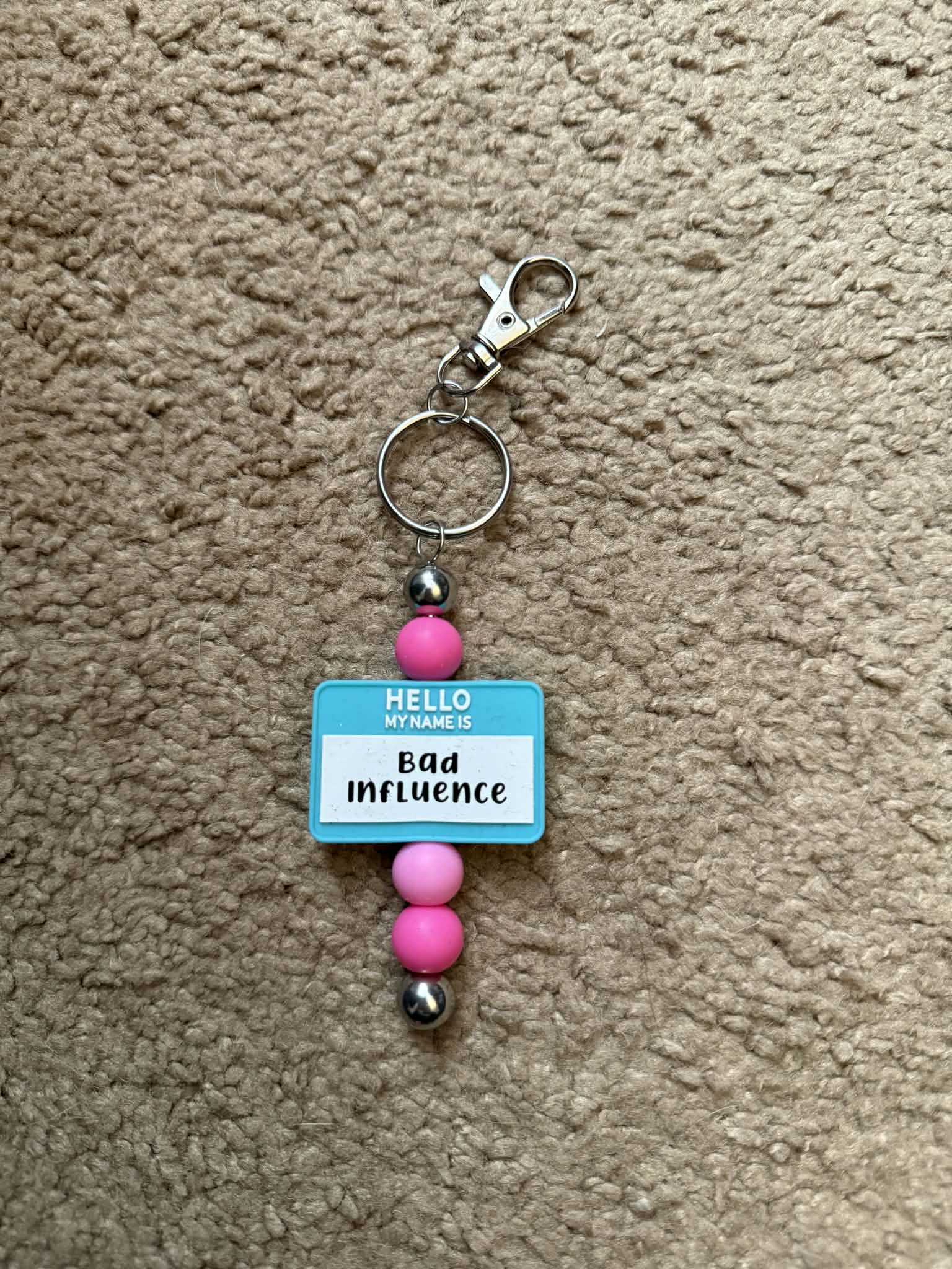 Hello My Name Is... Beaded Keychain