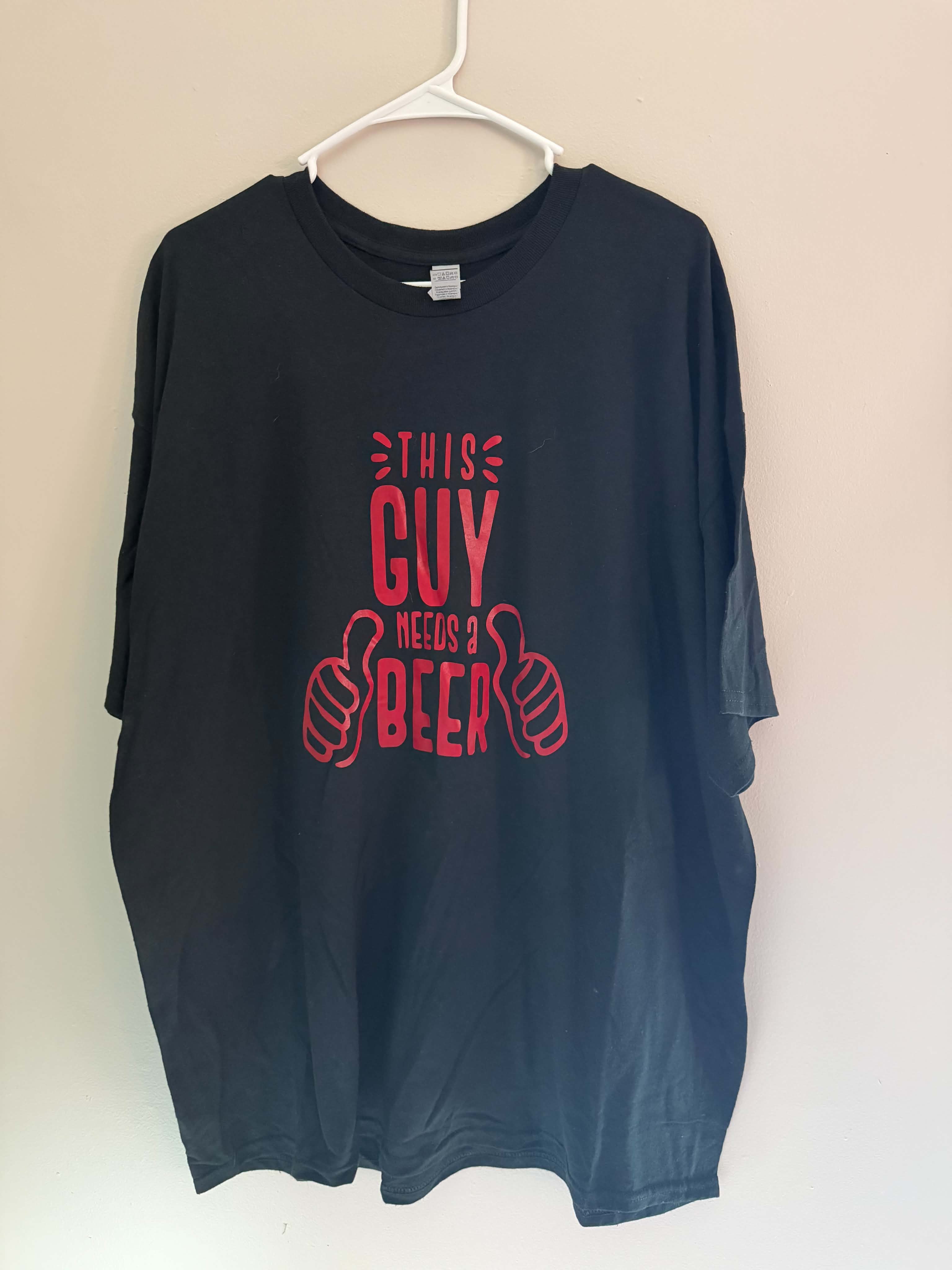 2XL This Guy Needs A Beer Vinyl Shirt