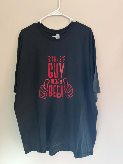2XL This Guy Needs A Beer Vinyl Shirt