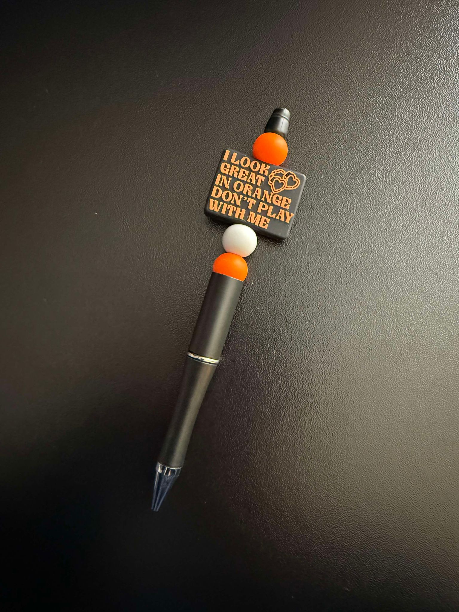 I Look Great In Orange Silicone Beaded Pen