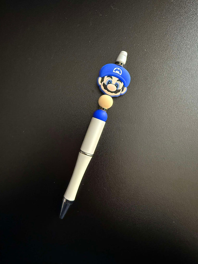 Blue M Silicone Beaded Pen