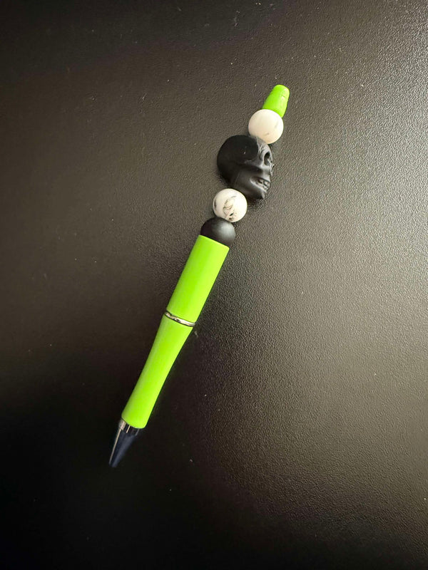 Green Skull Theme Silicone Beaded Pen