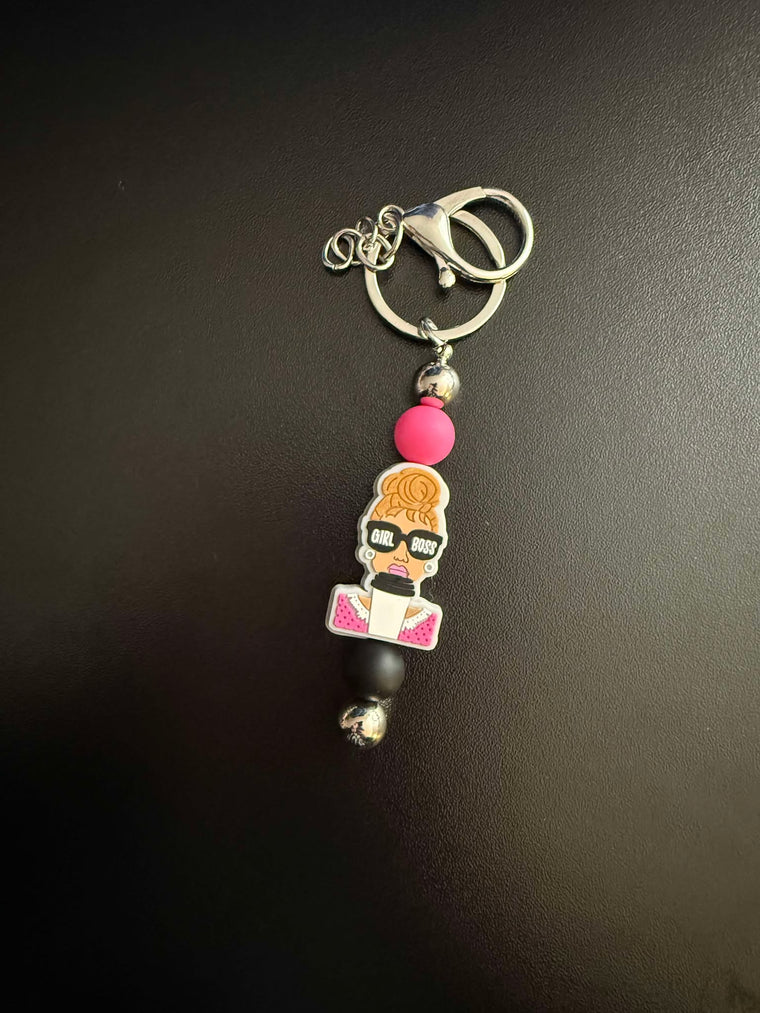 Girl Boss Beaded Keychain