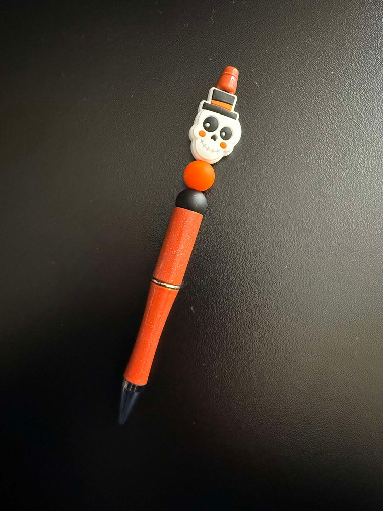 White Skull Silicone Beaded Pen