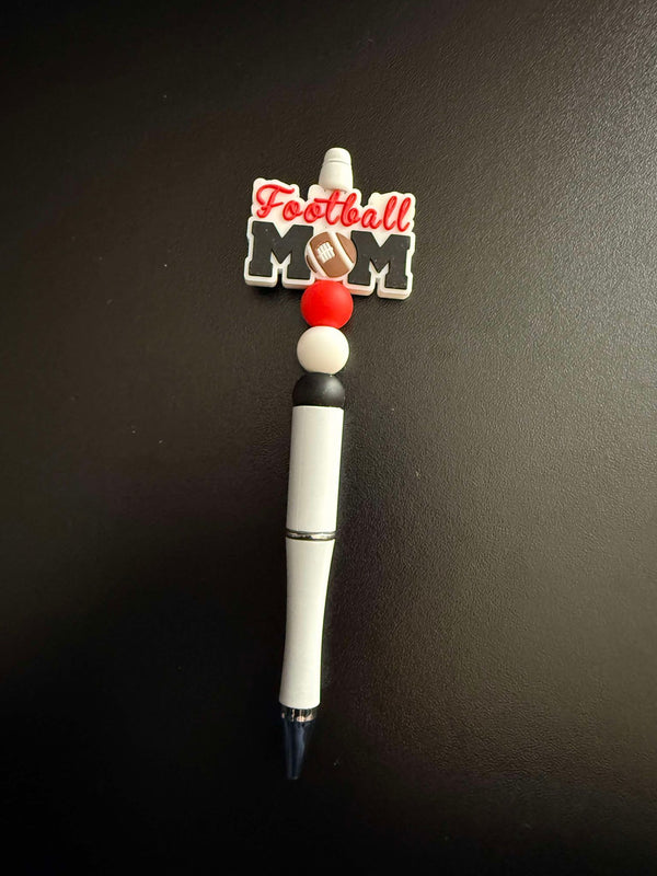 Football Mom B&R&W Silicone Beaded Pen