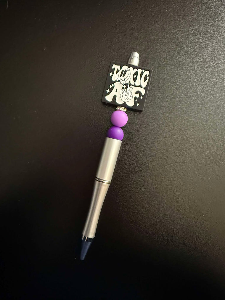 Purple Toxic AF Silicone Beaded Pen