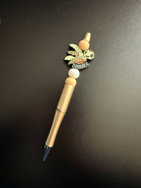 Dude Turtle Theme Silicone Beaded Pen