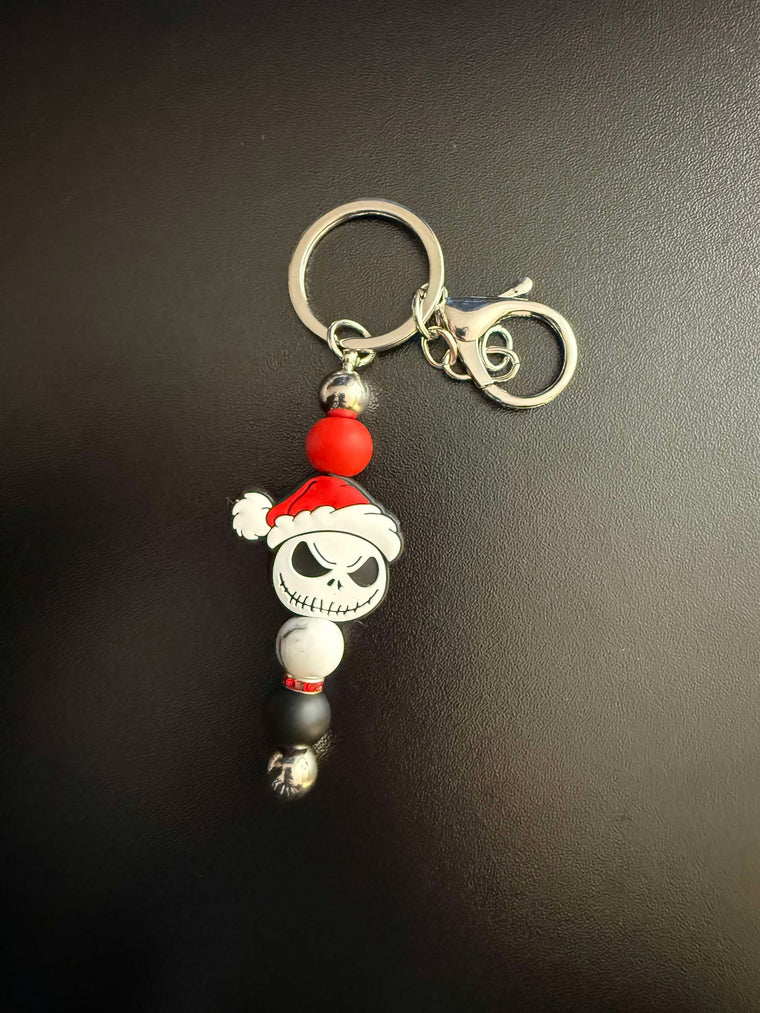 Santa Bone Man Beaded Keychain