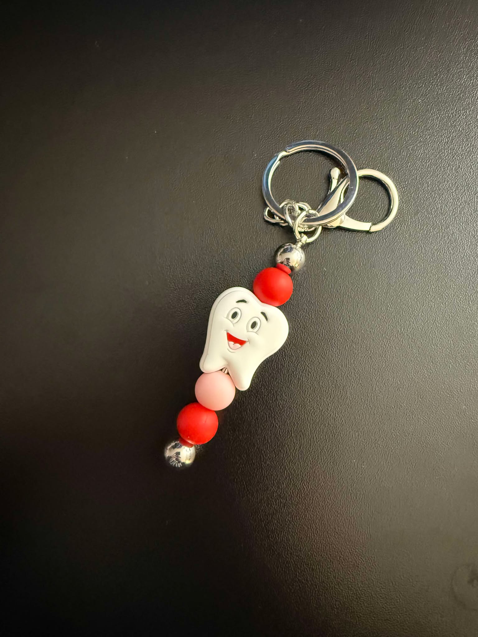 Tooth Smile Beaded Keychain