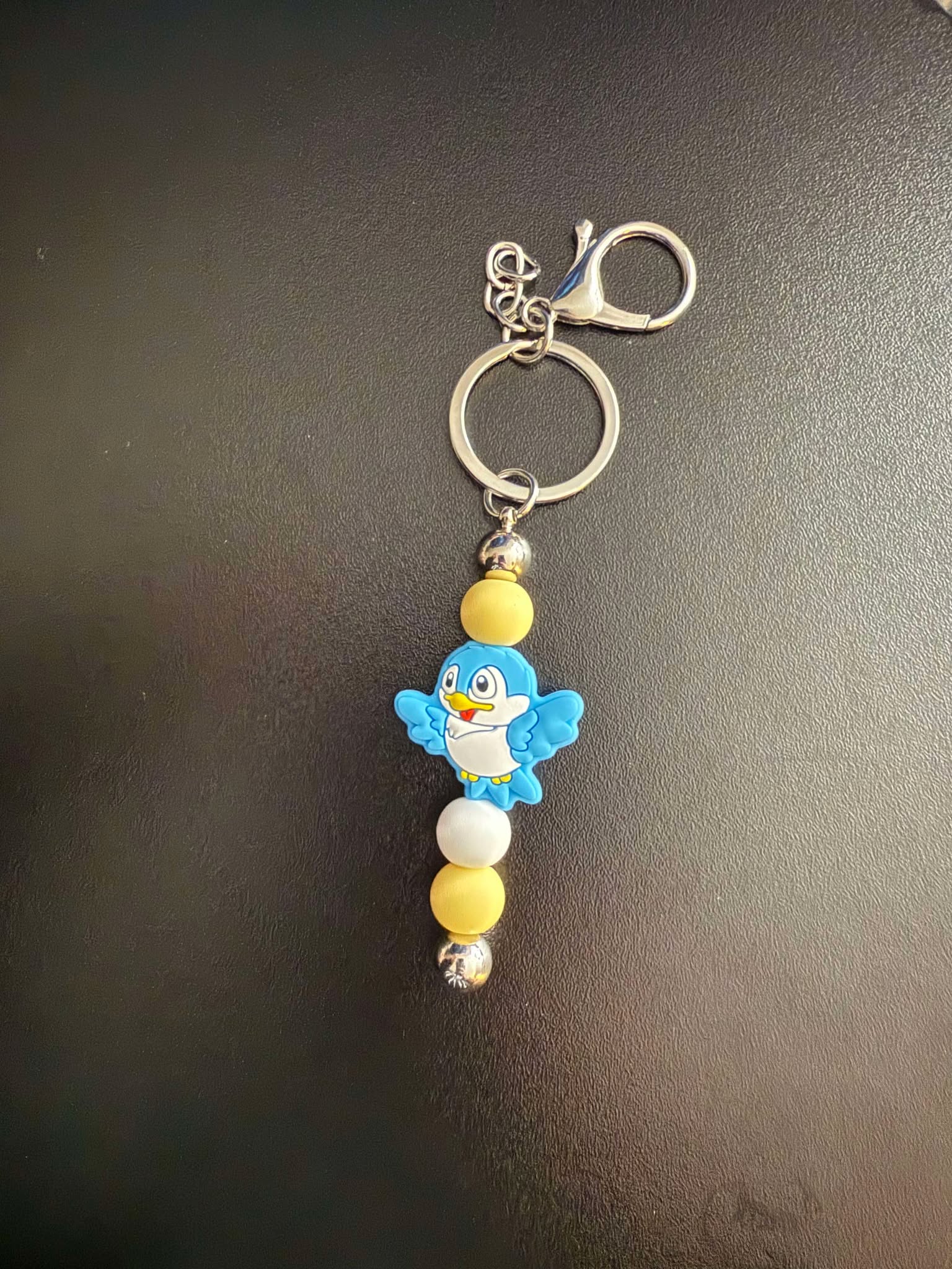 Blue Bird Beaded Keychain