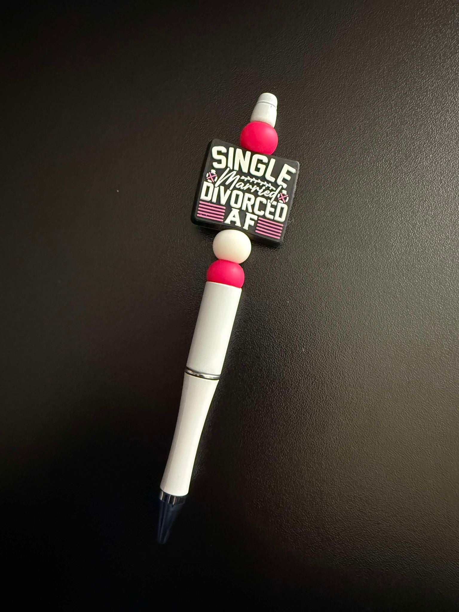 Single Married Divorced AF Theme Silicone Beaded Pen