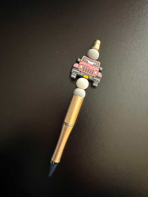 Pink Beep Beep Silicone Beaded Pen