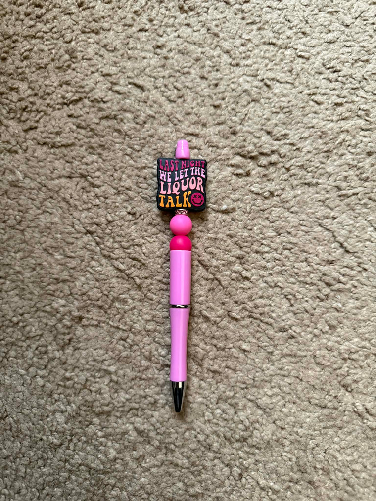 Liquor Talk Beaded Pen