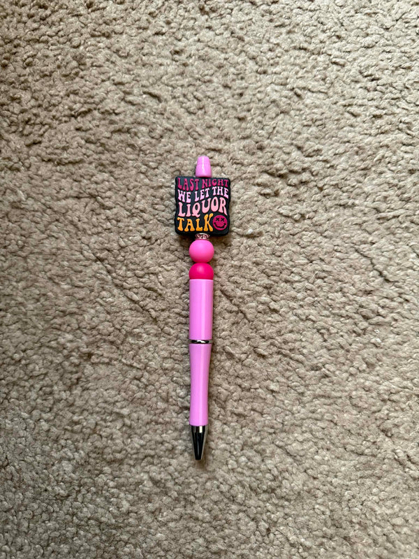 Liquor Talk Beaded Pen