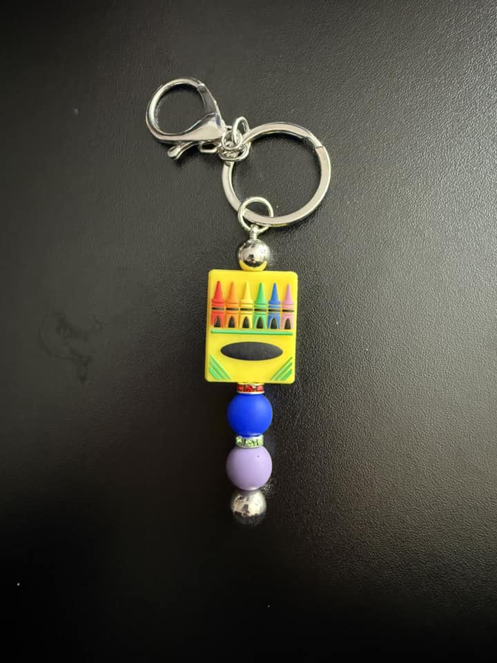 Box of Crayons Beaded Keychain