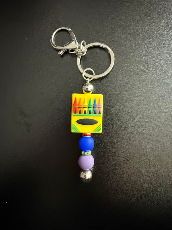 Box of Crayons Beaded Keychain