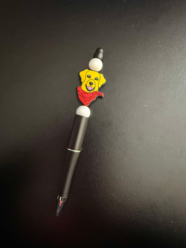 Yellow Lab Dog Silicone Beaded Pen