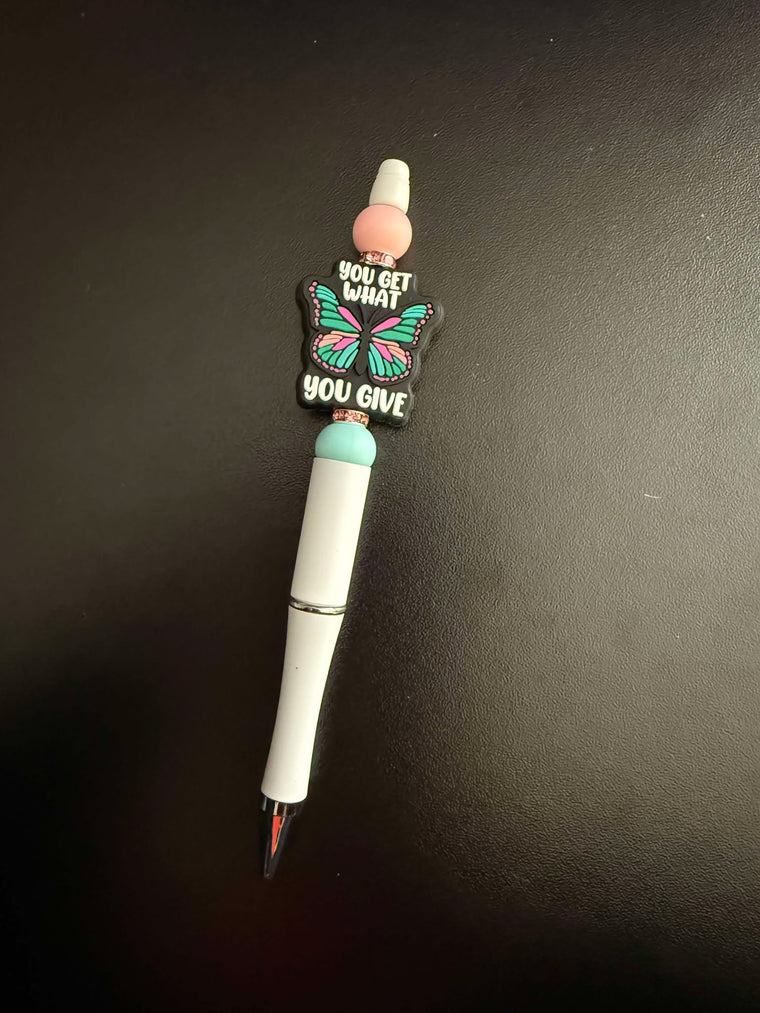 You Get What You Give Butterfly Silicone Beaded Pen