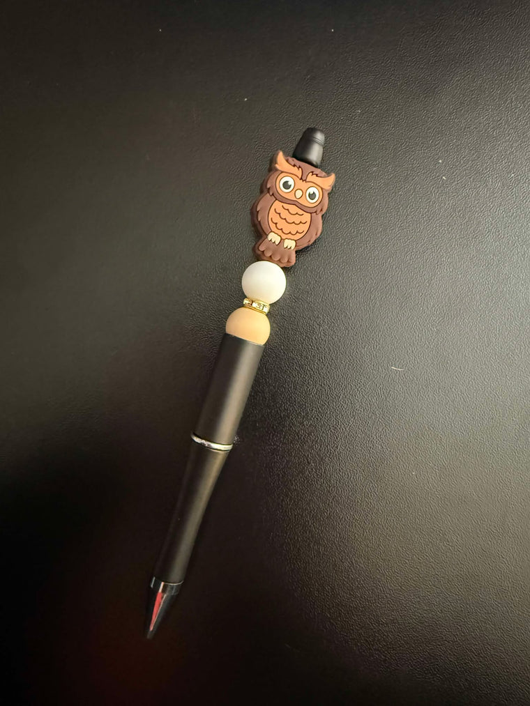 Brown Owl Silicone Beaded Pen