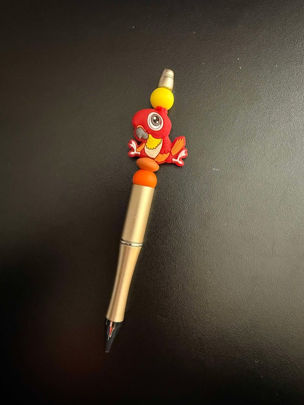 Red Bird Silicone Beaded Pen