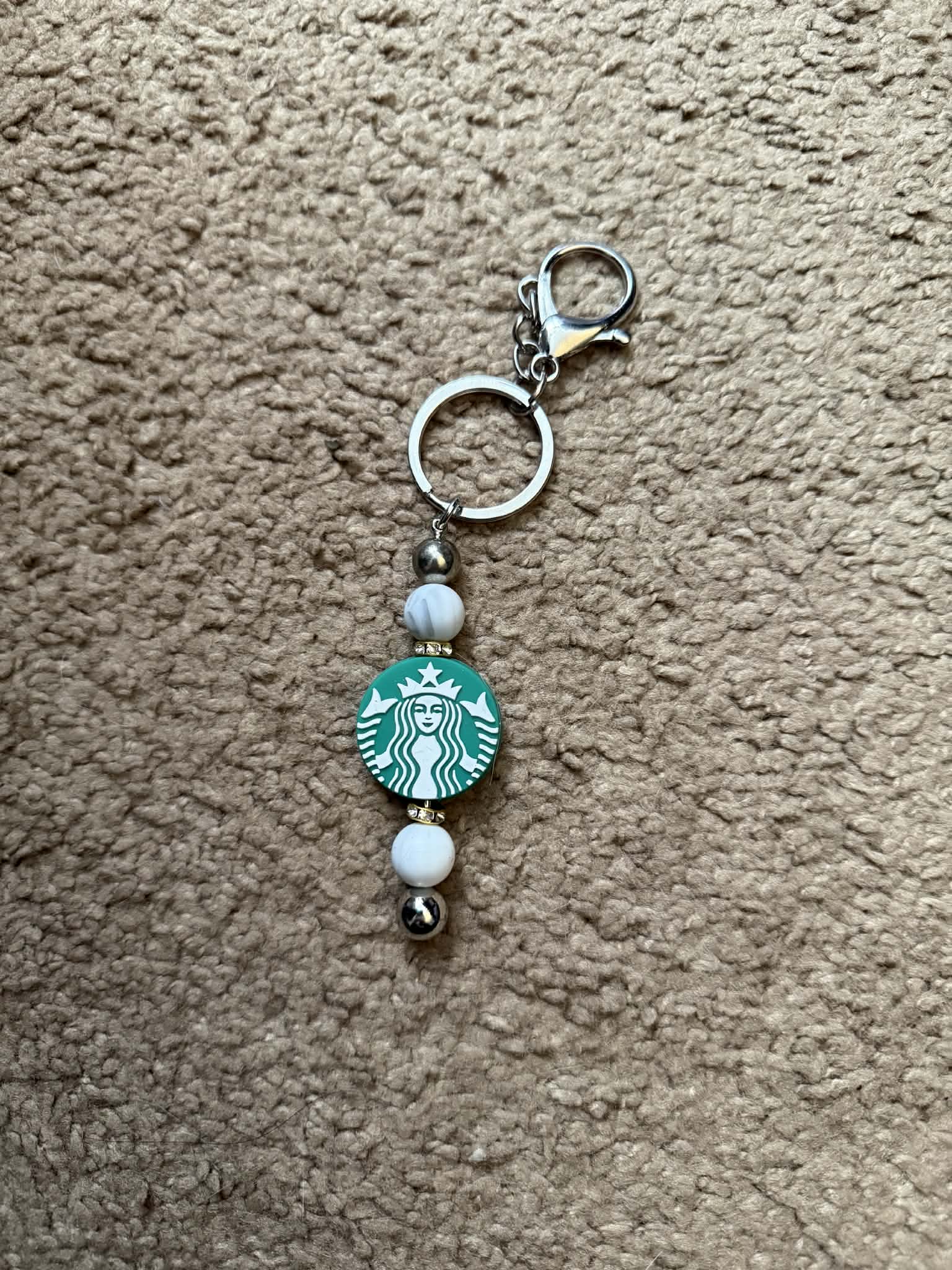 Coffee Skull Beaded Keychain