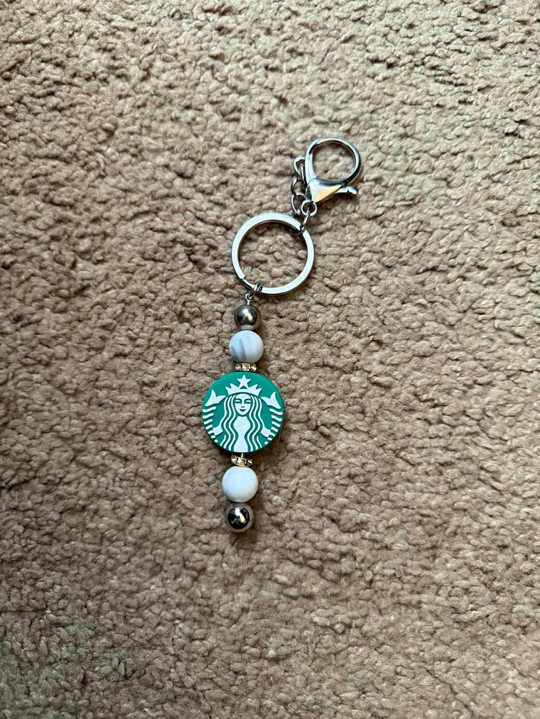 Coffee Skull Beaded Keychain