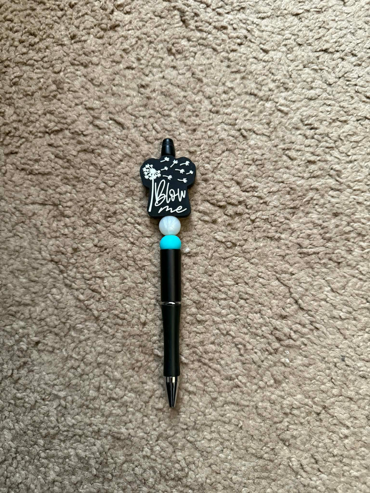Black Blow Me Beaded Pen