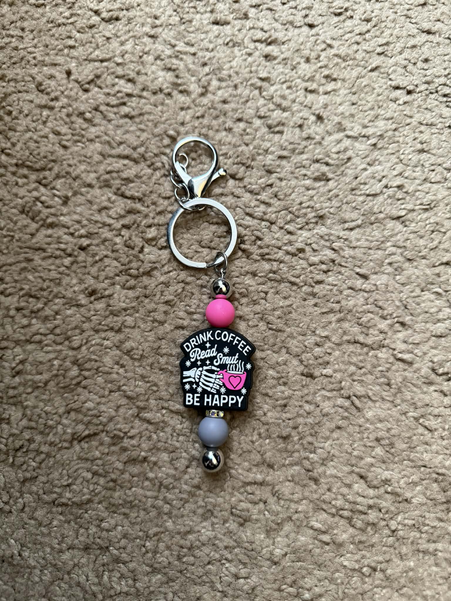 Drink Coffee Read Smut Beaded Keychain