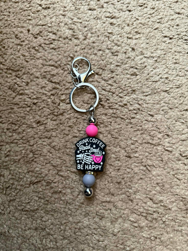 Drink Coffee Read Smut Beaded Keychain