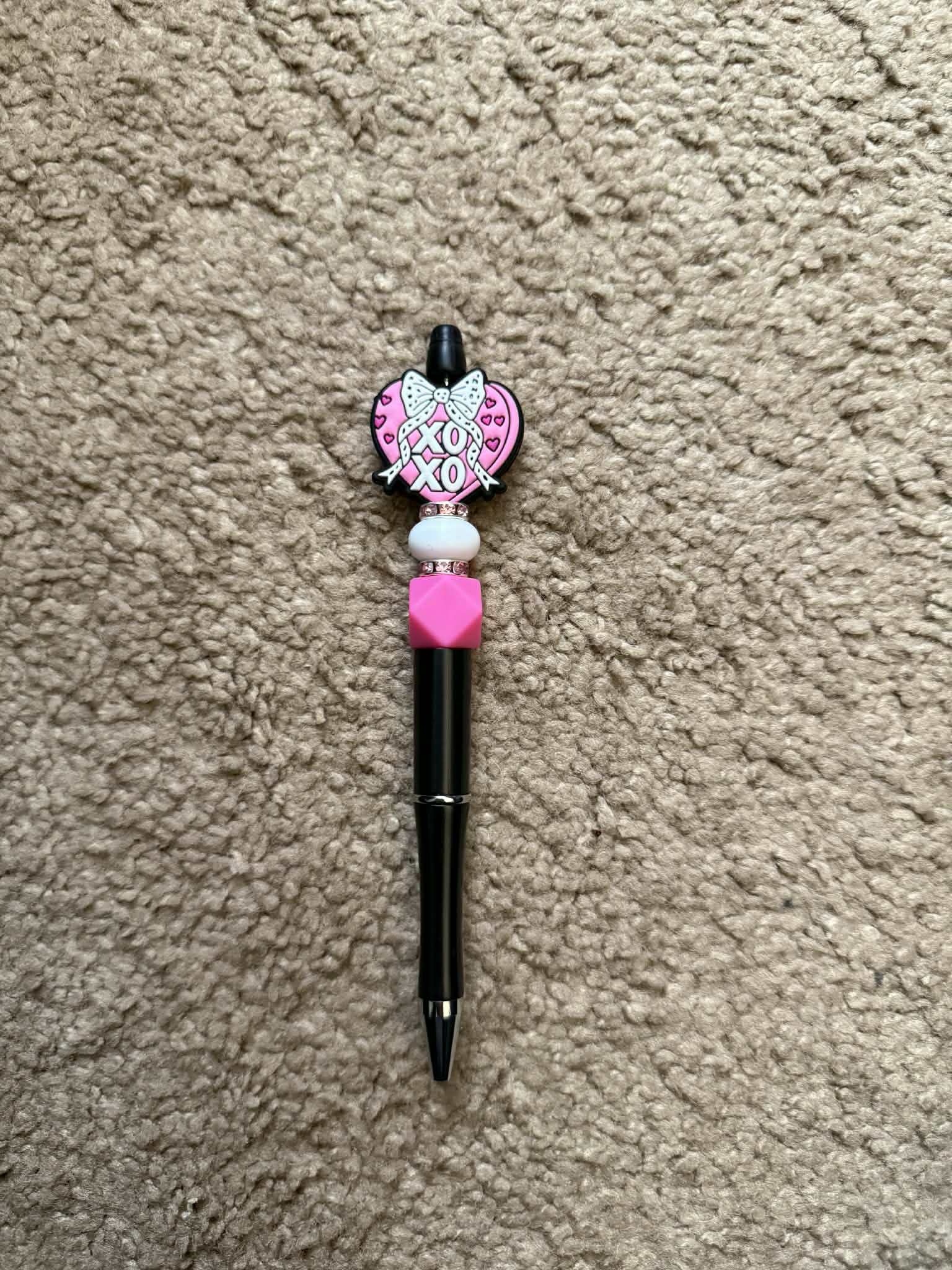 XOXO Pink Heart Beaded Pen