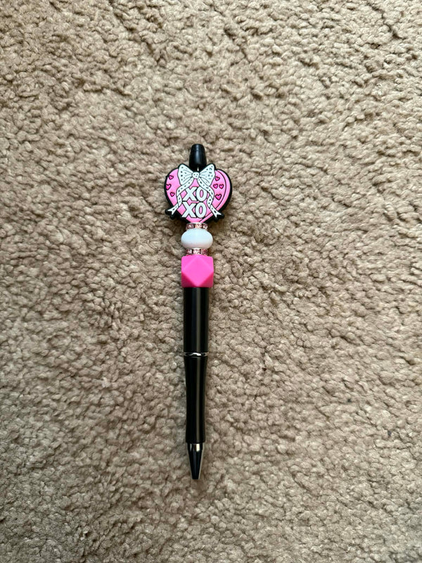 XOXO Pink Heart Beaded Pen