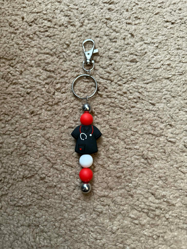 Scrub Top Beaded Keychain