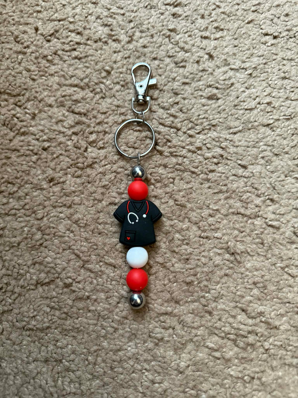 Scrub Top Beaded Keychain
