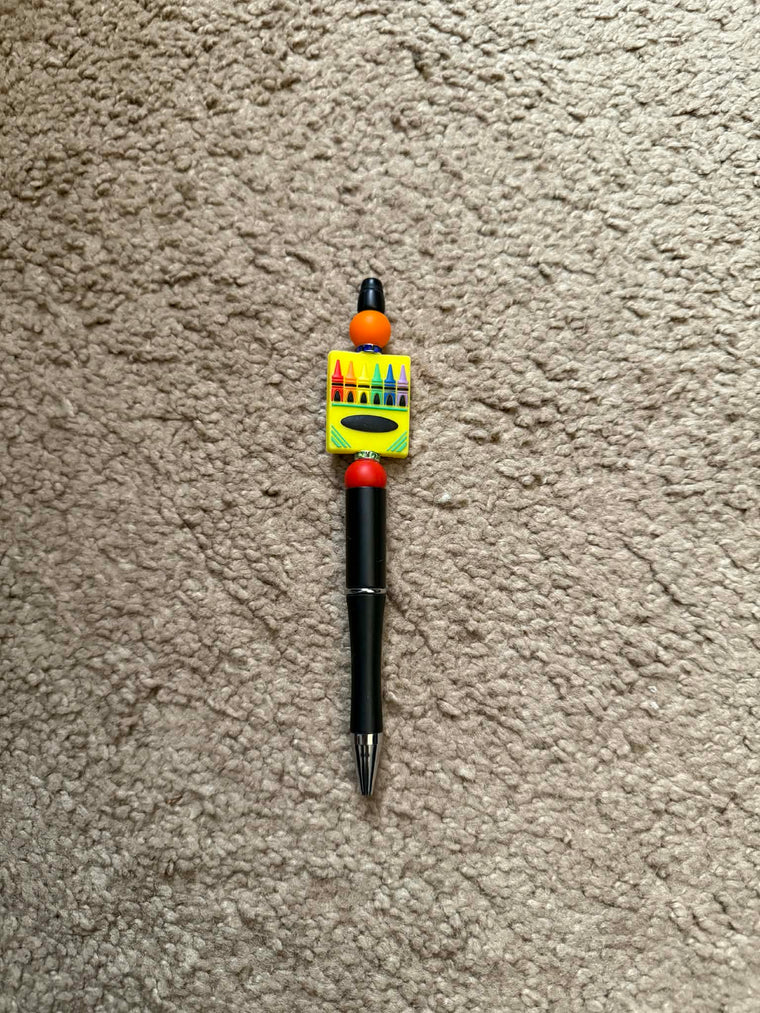 Red Crayon Box Beaded Pen