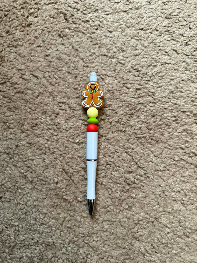 Gingerbread Man Beaded Pen