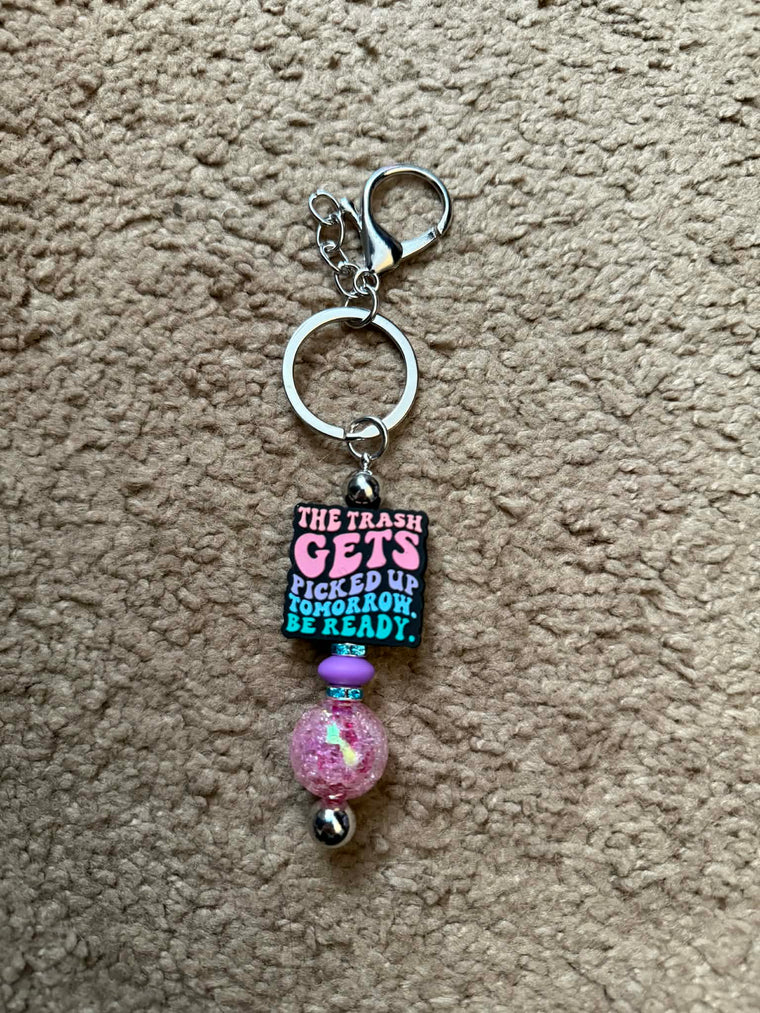Trash Taken Out Beaded Keychain