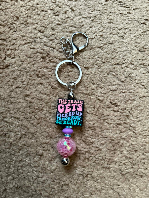 Trash Taken Out Beaded Keychain